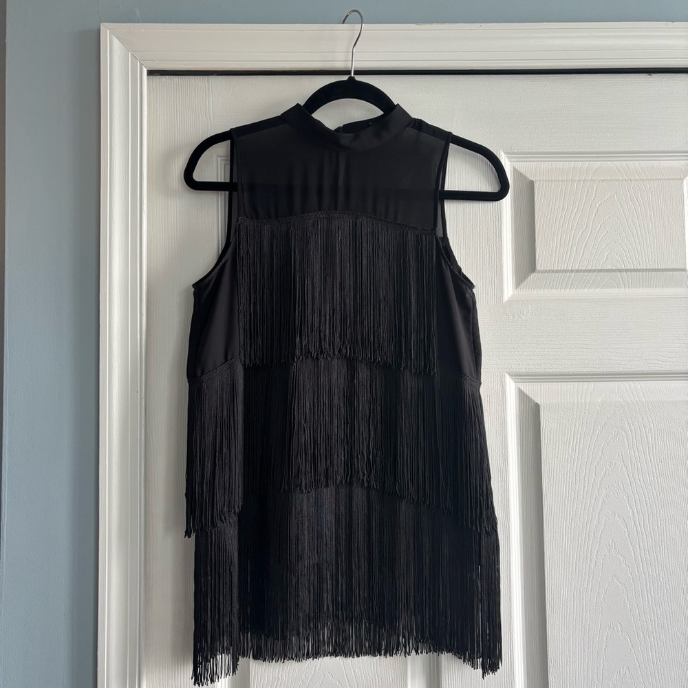 Elegant Black Fringe Top